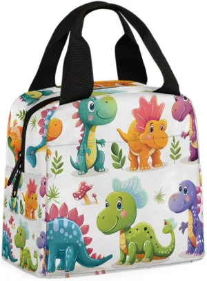 Watercolor Dinosaurs Lunch Bag Dinosaur Baby Tote Lunch Bag Reusable Lunch Box Leakproof Cooler Bag