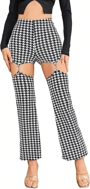 WDIRARA Flare Leggings for Women Cut Out Removable Flare Pants High Waisted Bell Bottom Pants Elastic for Concert Night Out