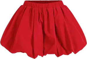 WDIRARA Women's Asymmetrical Hem Bubble Skorts Elastic Waist Loose Fit Solid Mini Skirt Pants