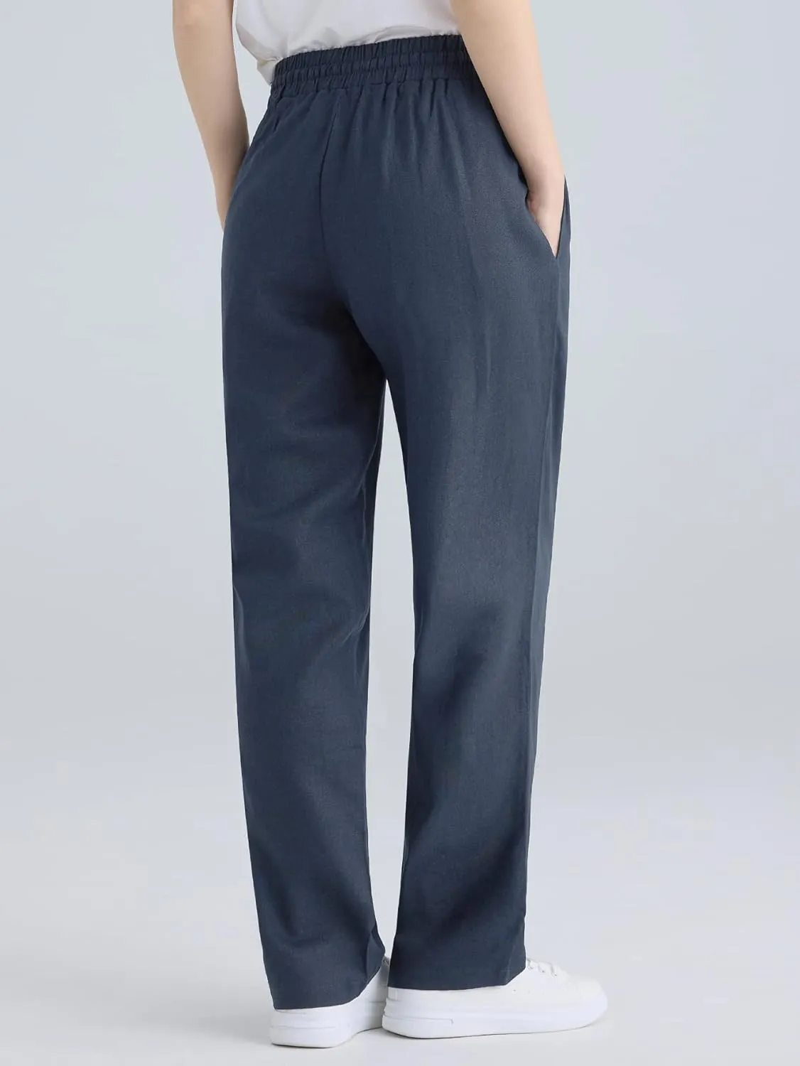 Weintee Women's Wide Leg Linen Pants with Pockets
