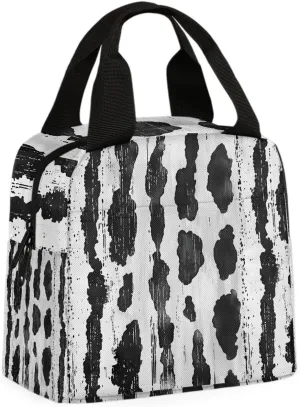 White Cow Print Lunch Bag Cute Cow Print Tote Lunch Bag Reusable Lunch Box Leakproof Cooler Bag