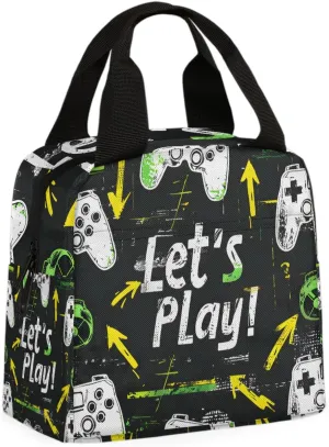 White Game Controller Lunch Bag Game Handle Tote Lunch Bag Reusable Lunch Box Leakproof Cooler Bag