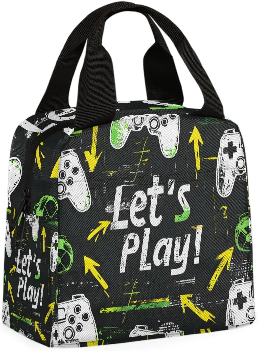 White Game Controller Lunch Bag Game Handle Tote Lunch Bag Reusable Lunch Box Leakproof Cooler Bag