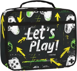 White Game Controller Square Lunch Bag Game Handle Square Tote Lunch Bag Reusable Lunch Box Leakproof Cooler Bag
