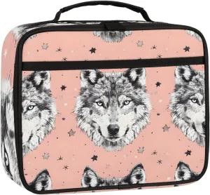 Wild Wolf Square Lunch Bag wolf pack Square Tote Lunch Bag Reusable Lunch Box Leakproof Cooler Bag