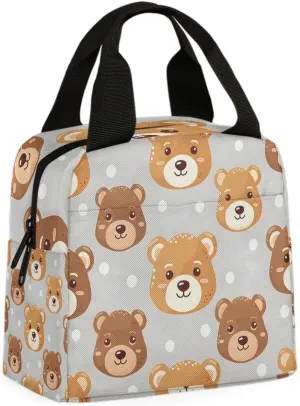 Wildlife Bears Lunch Bag Animals Bear Tote Lunch Bag Reusable Lunch Box Leakproof Cooler Bag
