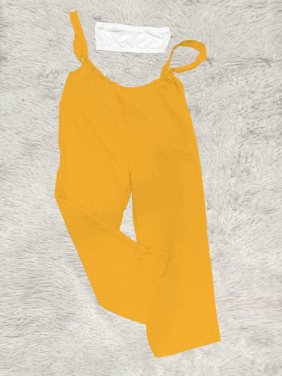 WOKANSE Women's 2 Pieces Summer Loose Sleeveless Wide Leg Jumpsuit Romper Overalls with Pockets and Tube Top