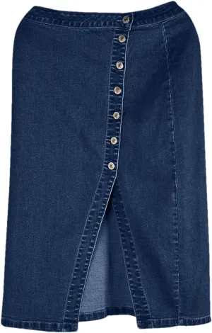 Women Fashion Denim Pencil Skirt High Waisted Blow Knee Jeans Skirts with Button