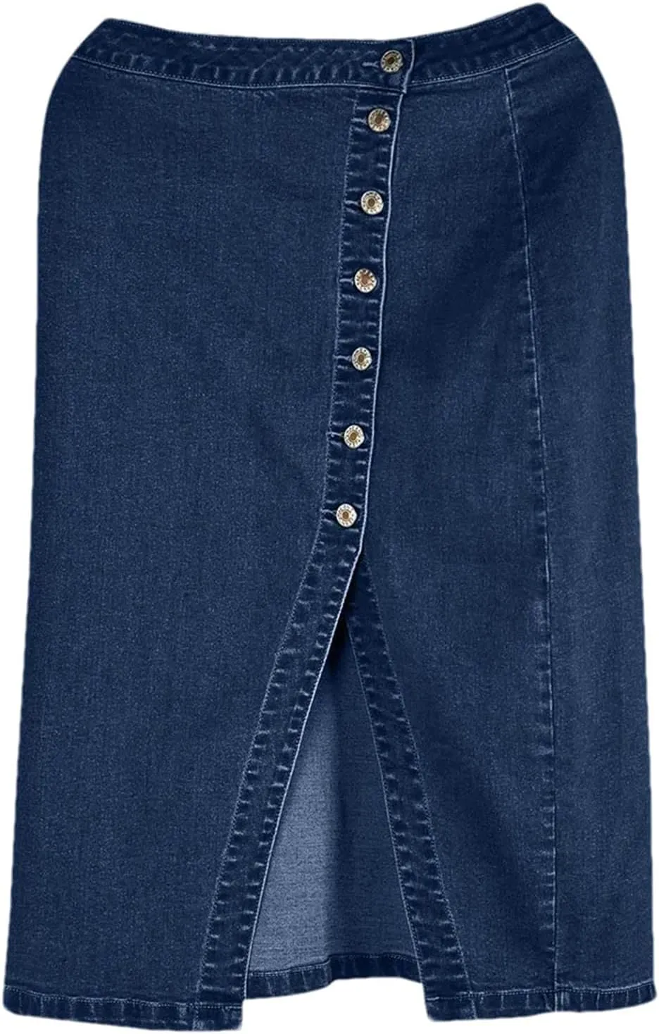 Women Fashion Denim Pencil Skirt High Waisted Blow Knee Jeans Skirts with Button