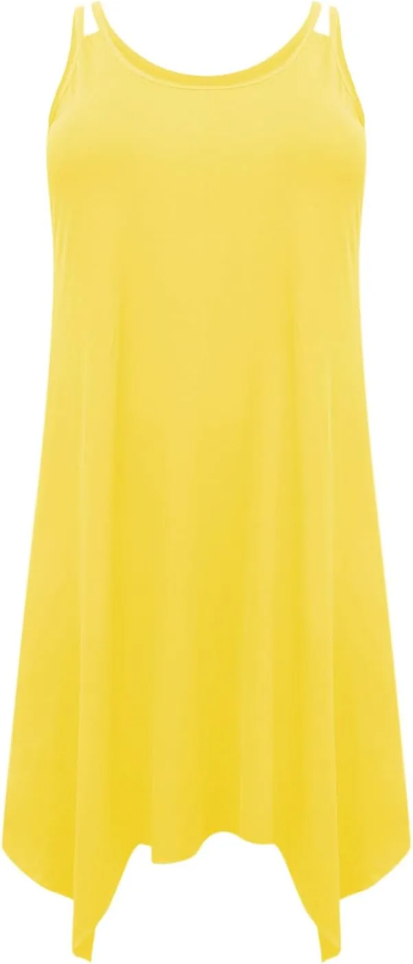 Women Plus Size Midi Dresses Trendy Irregular Hem Sleeveless Crewneck Loose Comfy Tank Dress Summer Beach Sundress