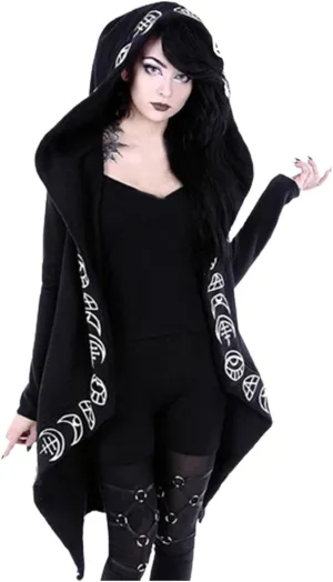 Women Punk Gothic Sweatshirt Witchcraft Moon Long Hoodie Oversized Long Sleeve Zip Up Hoodie