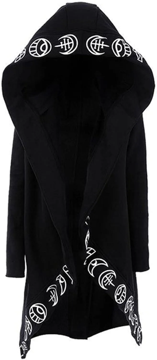 Women Punk Gothic Sweatshirt Witchcraft Moon Long Hoodie Oversized Long Sleeve Zip Up Hoodie