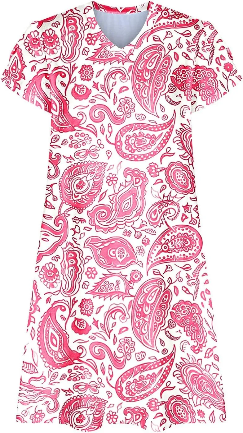 Women Summer Petal Sleeve Mini Dresses with Pockets Casual Aline Flowy V Neck T-Shirt Dress Solid Beach Sundress