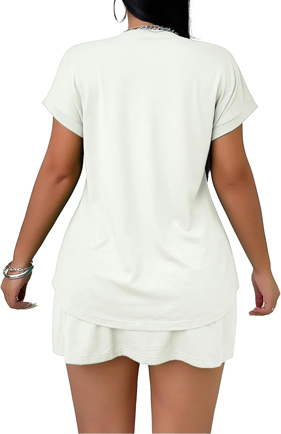 Women Summer Two Piece Outfits Sweatsuits 2025 Casual Skirt Shorts Matching Sets Trendy Short Sleeve Clothing