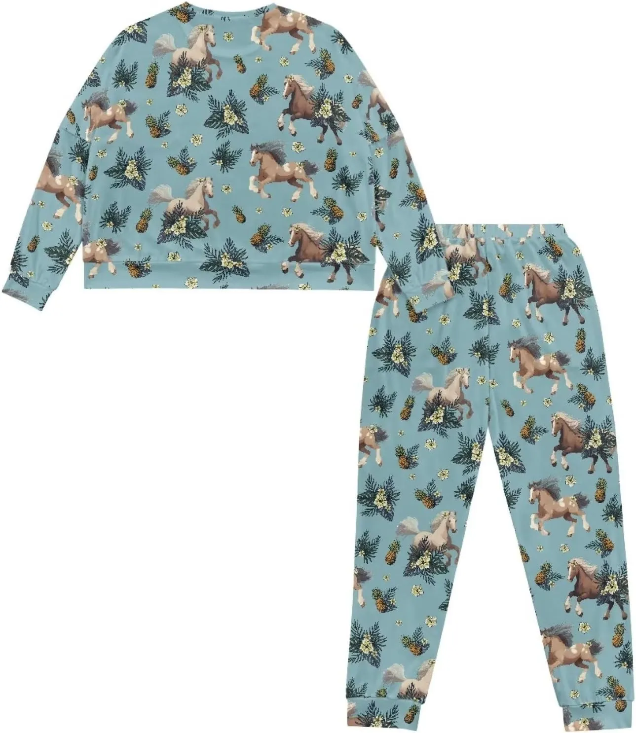 Women's 2 Piece Printed Pajama Set Long Sleeve Sleepwear Set with Long Pants Casual Lounge Sets with Pocket