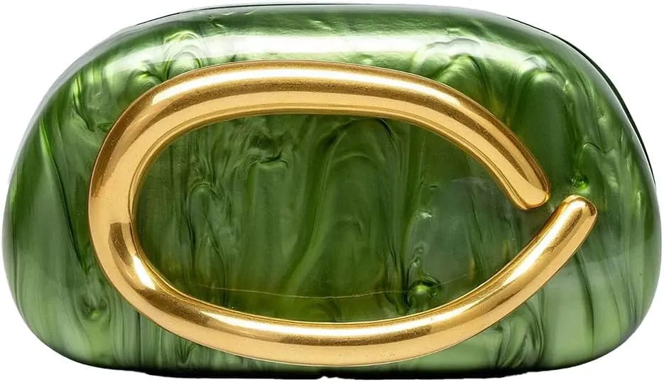 Womens Acrylic Clutch Purses Metal Handle Evening Bag Elegant Chain Crossbody Bag for Wedding 2025 Marble Handbag