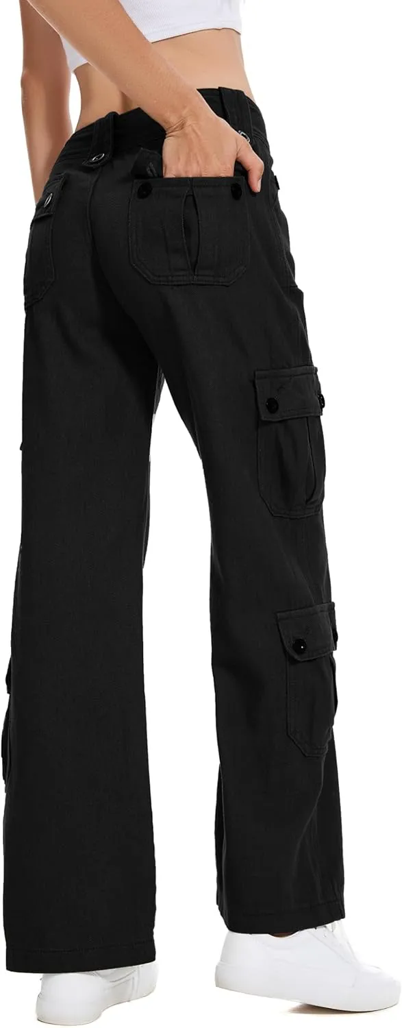 Womens Baggy Cargo Jeans Vintage Low Waist Y2K Outfits Straight Leg Distress Denim Pants