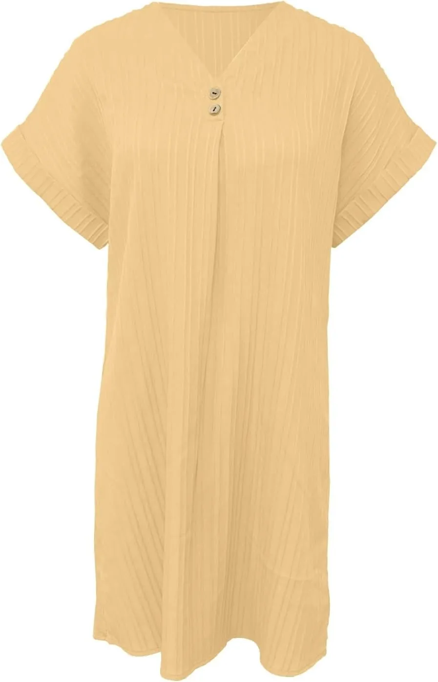 Women's Casual T Shirt Dress Summer V Neck Button Short Sleeve Dresses 2025 Mini Sundresses Linen Dress Women