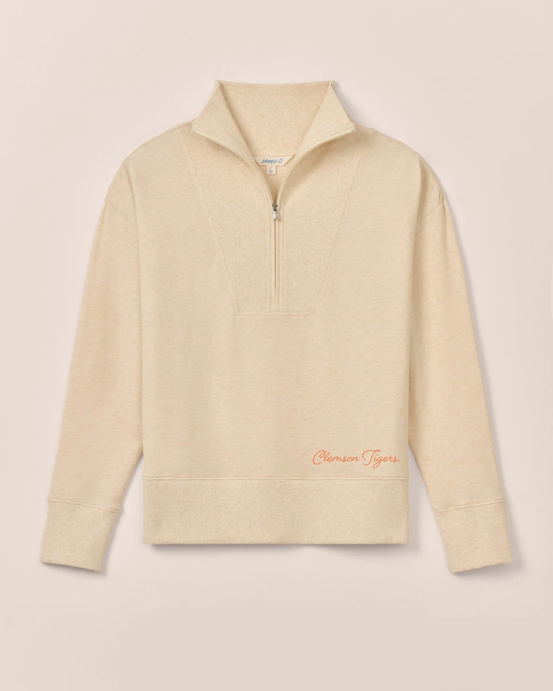 Women's Clemson Taylor Drop Shoulder Cotton 1/4 Zip - Clemson Tigers Logo