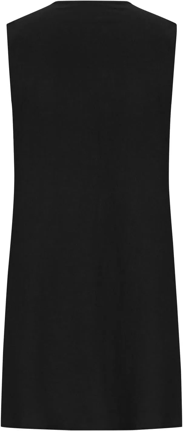 Womens Cotton Linen Casual Dresses Summer Sleeveless Crewneck Pleated Midi Dress 2025 Trendy Loose Beach Sundress