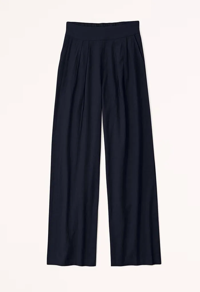 Womens Cotton Linen High Waisted Wide Leg Loose Pants