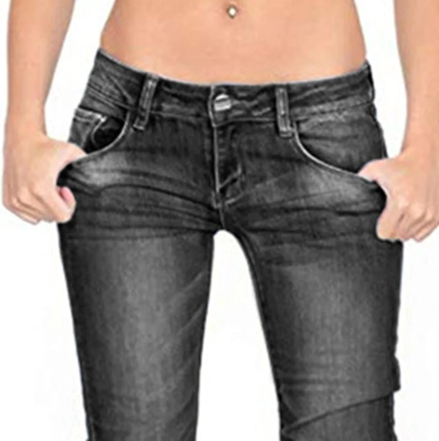 Women's Fringe Washed Bootleg Jeans Ripped Flare Low Rise Fitted Denim Pants Classic Stretch Curvy Bootcut Jeans