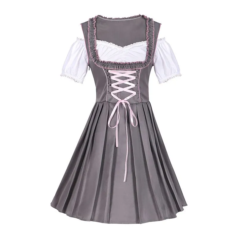 Women's German Dirndl Dress Traditional Bavarian Beer Garden Red 3 Pieces Oktoberfest Costumes