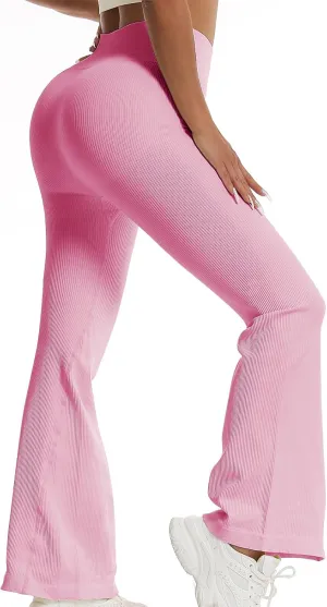 Women's High Waisted Flare Leggings, Bootcut Yoga Pants with Hip-Lifting, Tummy Control Wide Leg Workout Pants