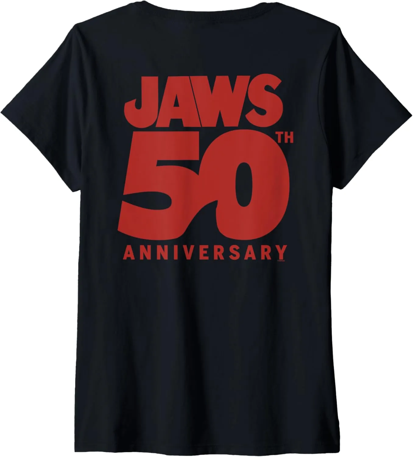 Womens Jaws 50th Anniversary Logo Front & Back V-Neck T-Shirt