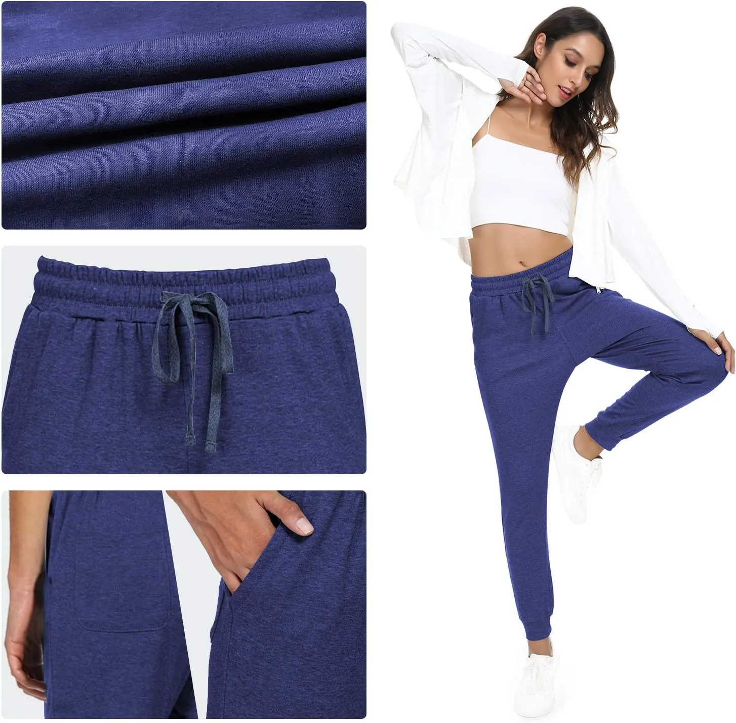 Women's Joggers Pants Active Sweatpants Cotton Tapered Workout Yoga Lounge Track Pants with Pockets
