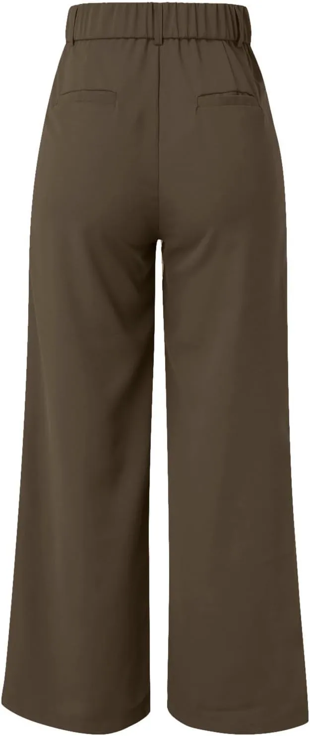 Womens Linen Blend Summer Striped Pants Low Waist Wide Leg Plus Size Pants Trendy