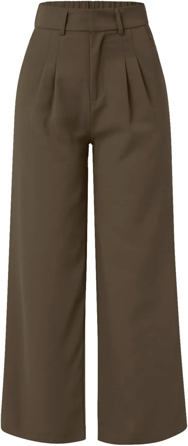 Womens Linen Blend Summer Striped Pants Low Waist Wide Leg Plus Size Pants Trendy