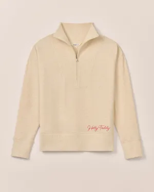 Women's Ole Miss Taylor Drop Shoulder Cotton 1/4 Zip - Hotty Toddy Logo