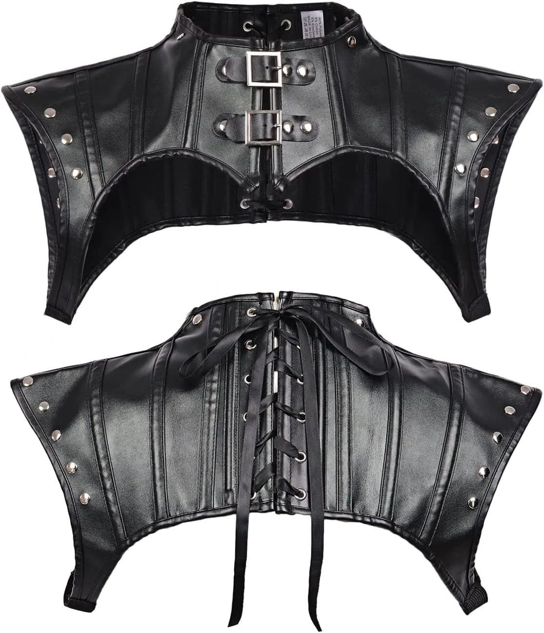 Women's Steampunk Shoulder Armor Goth Jacket Riveted PU Leather shoulder Armour Chest Outfit Cosplay