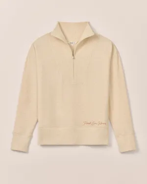 Women's Texas Taylor Drop Shoulder Cotton 1/4 Zip - Hook 'Em Horns Logo