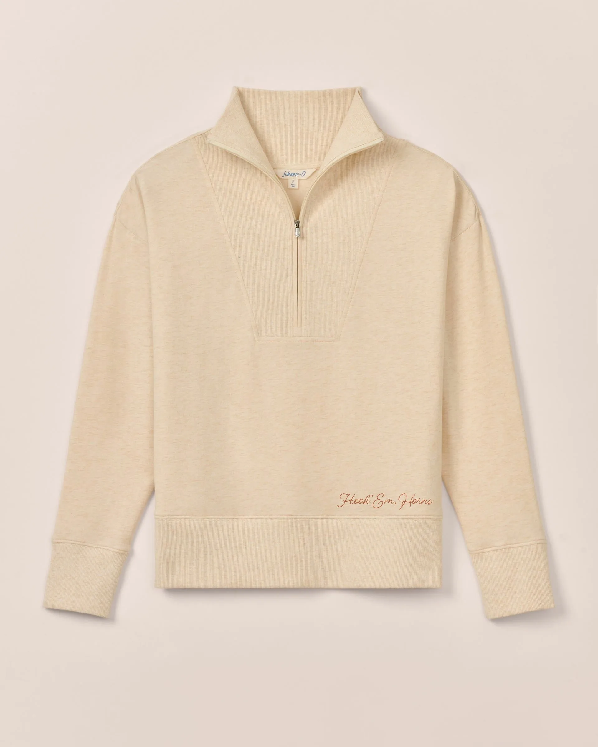 Women's Texas Taylor Drop Shoulder Cotton 1/4 Zip - Hook 'Em Horns Logo