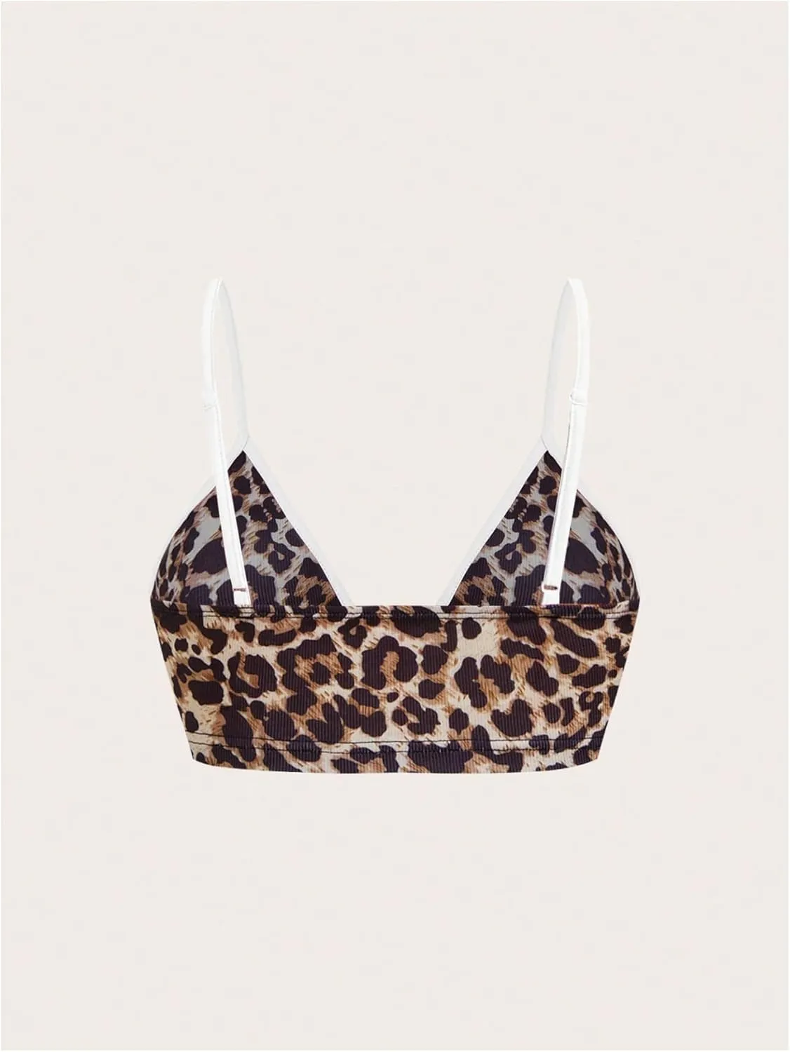 Women's Y2K Leopard Print Cami Bra V Neck Camisole Cheetah Tank Top Sport Bra Slim Fitted Micro Crop Tops Clubwear