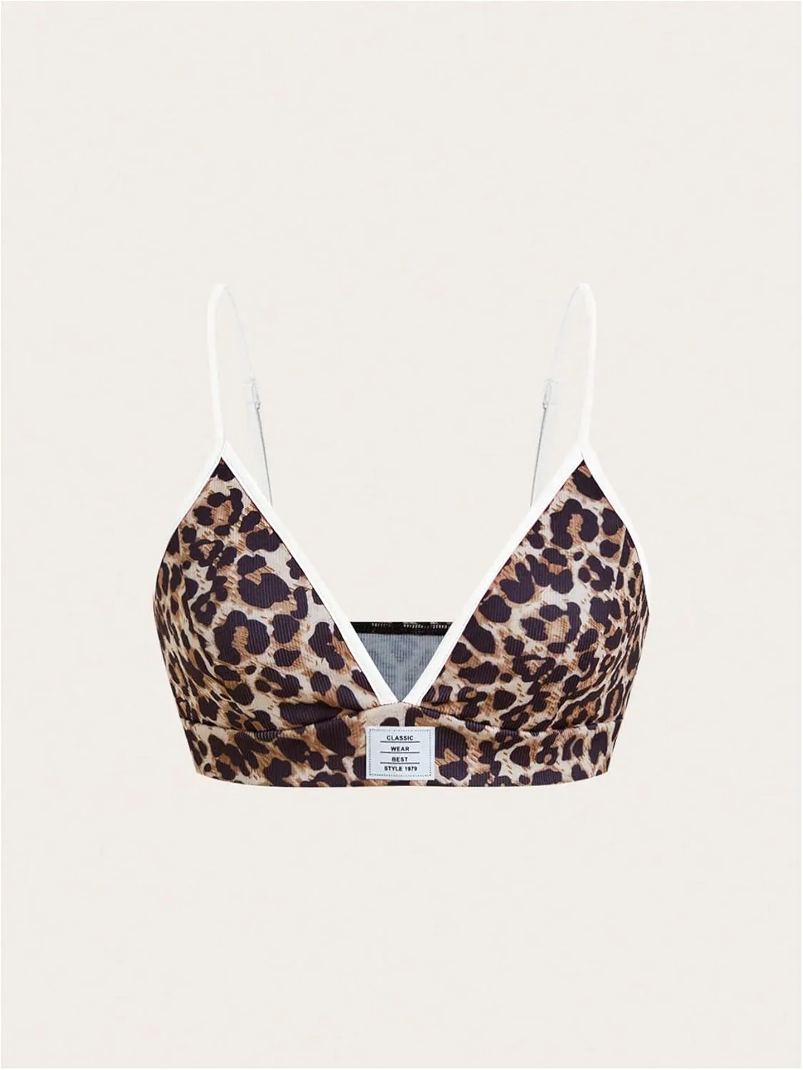 Women's Y2K Leopard Print Cami Bra V Neck Camisole Cheetah Tank Top Sport Bra Slim Fitted Micro Crop Tops Clubwear