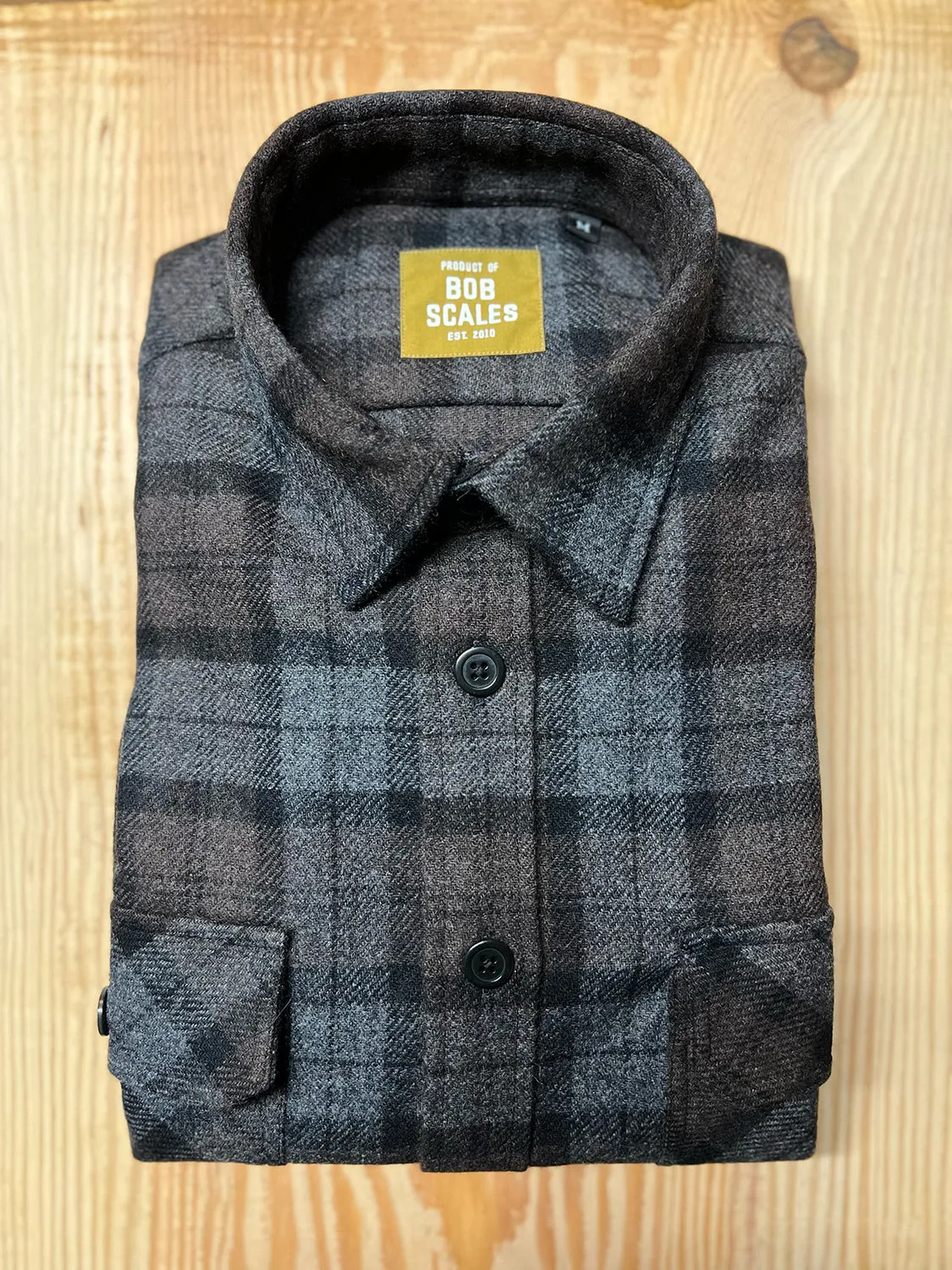 WOOL BROWN PLAID WORK SHIRT