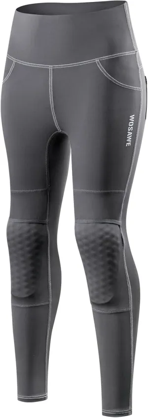 WOSAWE Women's Motorcycle Yoga Leggings with Removable Knee Pads Butt Lifting Cargo Pants