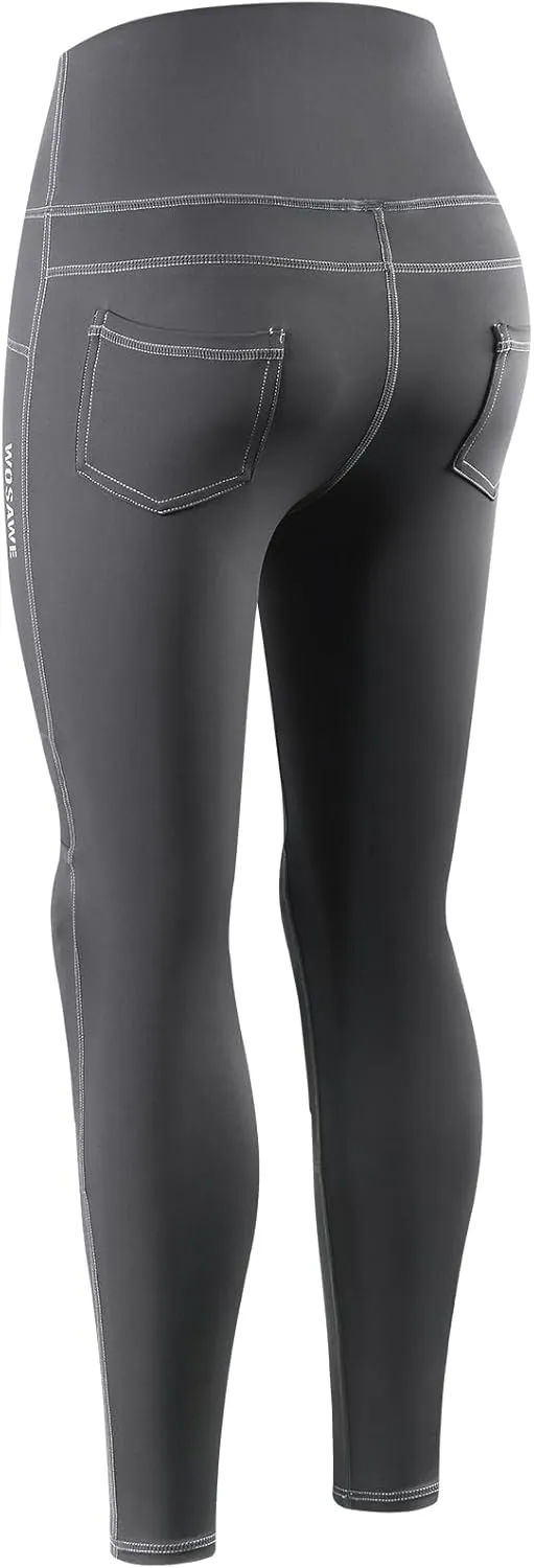 WOSAWE Women's Motorcycle Yoga Leggings with Removable Knee Pads Butt Lifting Cargo Pants