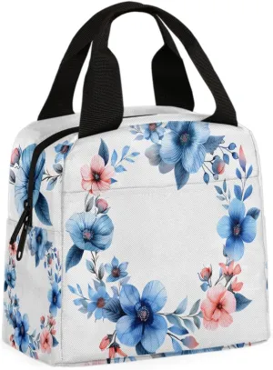 Wreaths Lunch Bag Floral Wreath Tote Lunch Bag Reusable Lunch Box Leakproof Cooler Bag