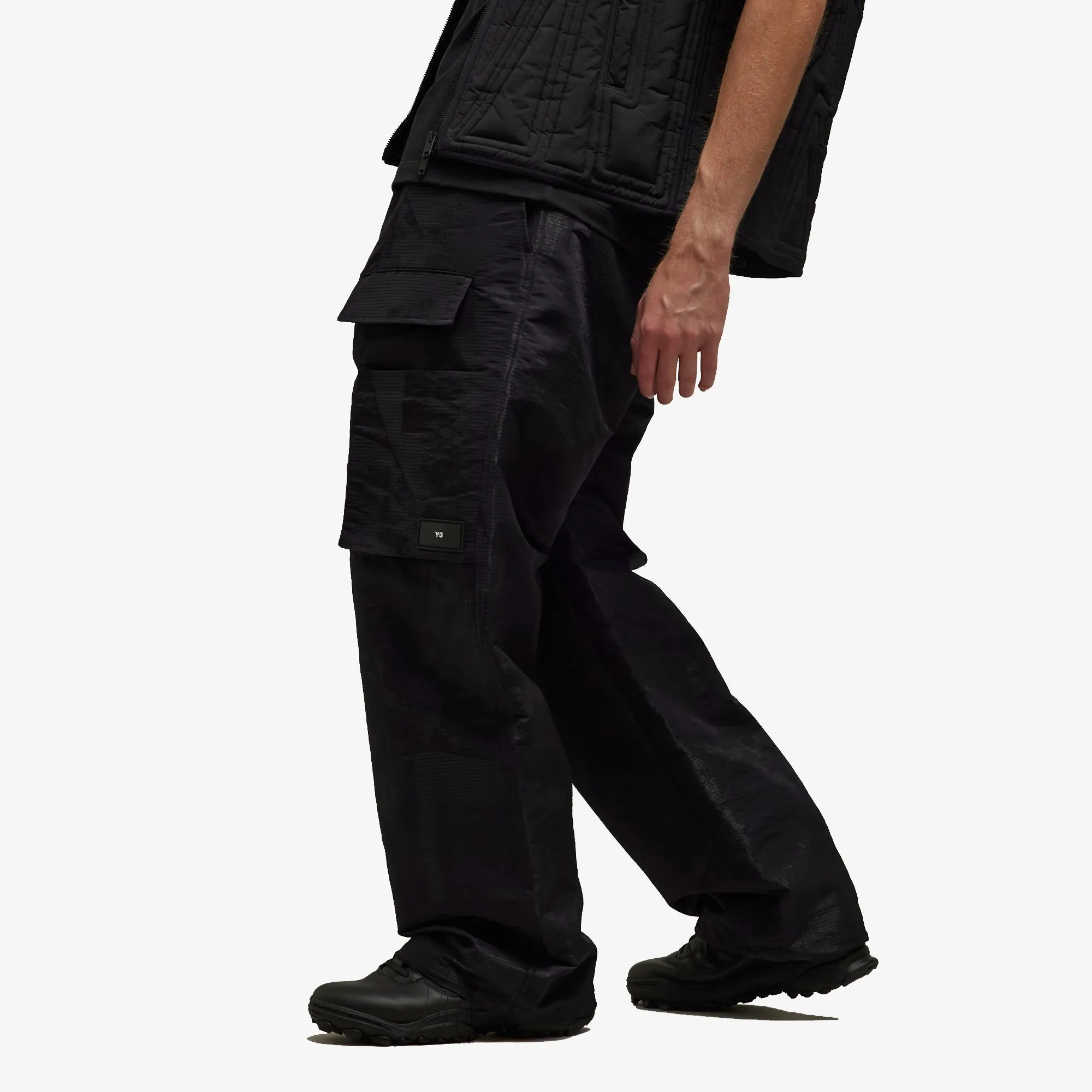 Y-3 | LINED JACQUARD RIPSTOP PANTS  { BLACK