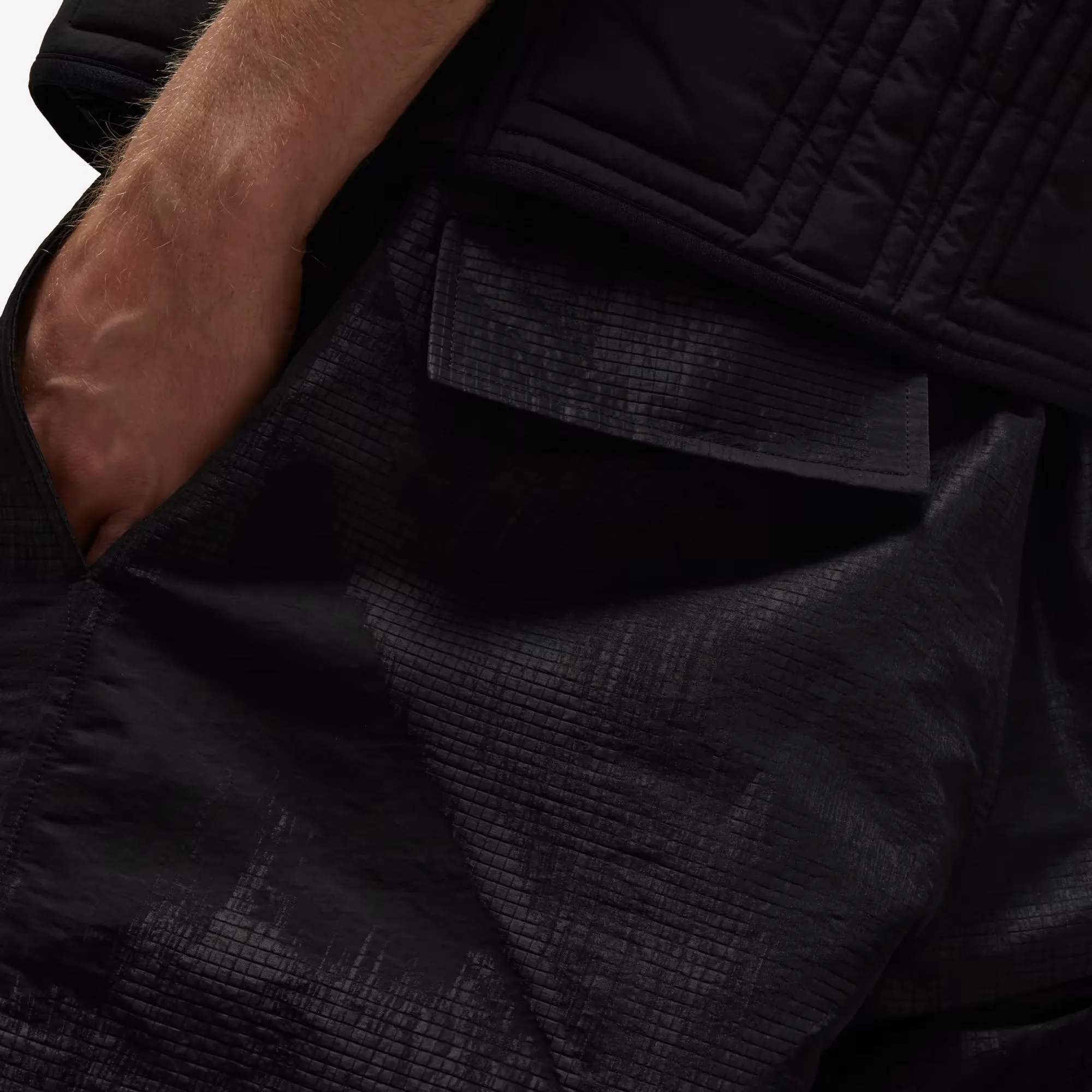 Y-3 | LINED JACQUARD RIPSTOP PANTS  { BLACK