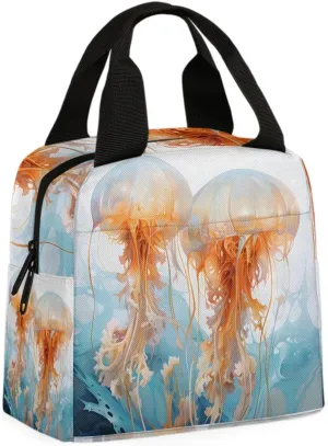 Yellow Jellyfish Lunch Bag Jellyfish Tote Lunch Bag Reusable Lunch Box Leakproof Cooler Bag