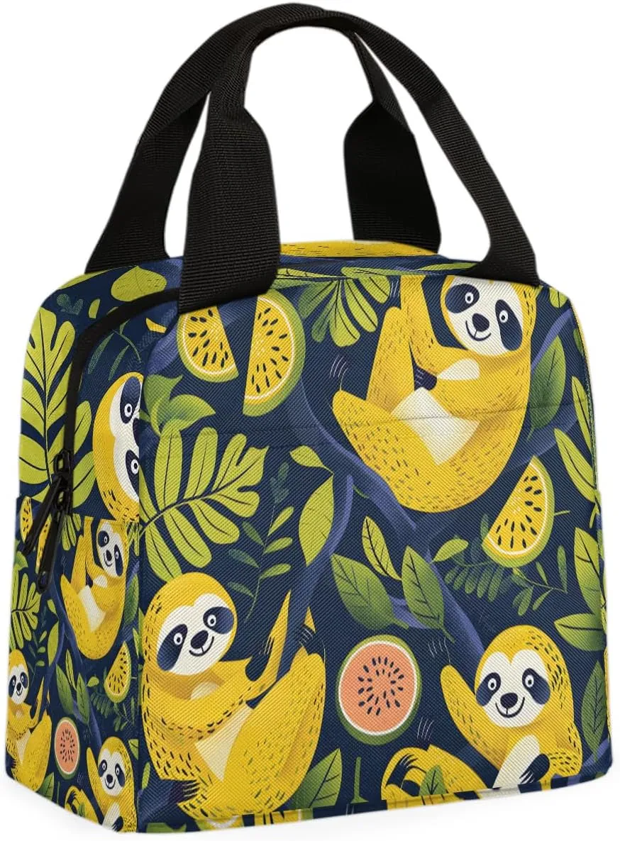 Yellow Sloth Lunch Bag Sloth Tote Lunch Bag Reusable Lunch Box Leakproof Cooler Bag