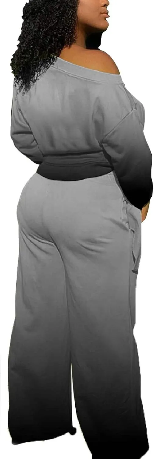 Yiershu Women's 2 Piece Outfits Casual Sweatsuits Long Sleeve Loose Matching Wide Leg Tracksuit Pants Sets with Pockets