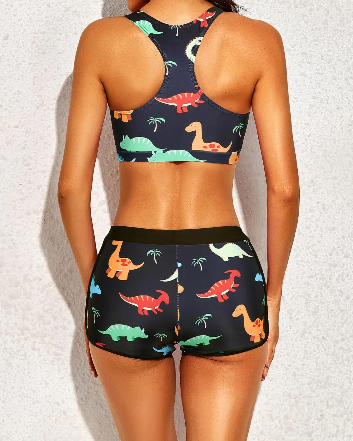 Yonique 3 Piece Athletic Tankini Swimsuits for Women with Shorts Swim Tank Tops with Sports Bra and Boyshorts Bathing Suits