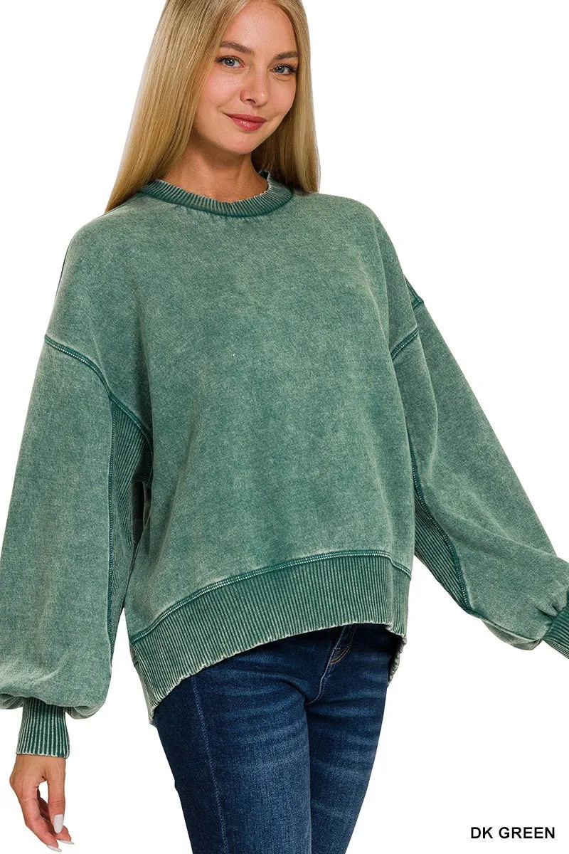 You Need This Acid Wash Fleece Sweatshirt - Final Sale