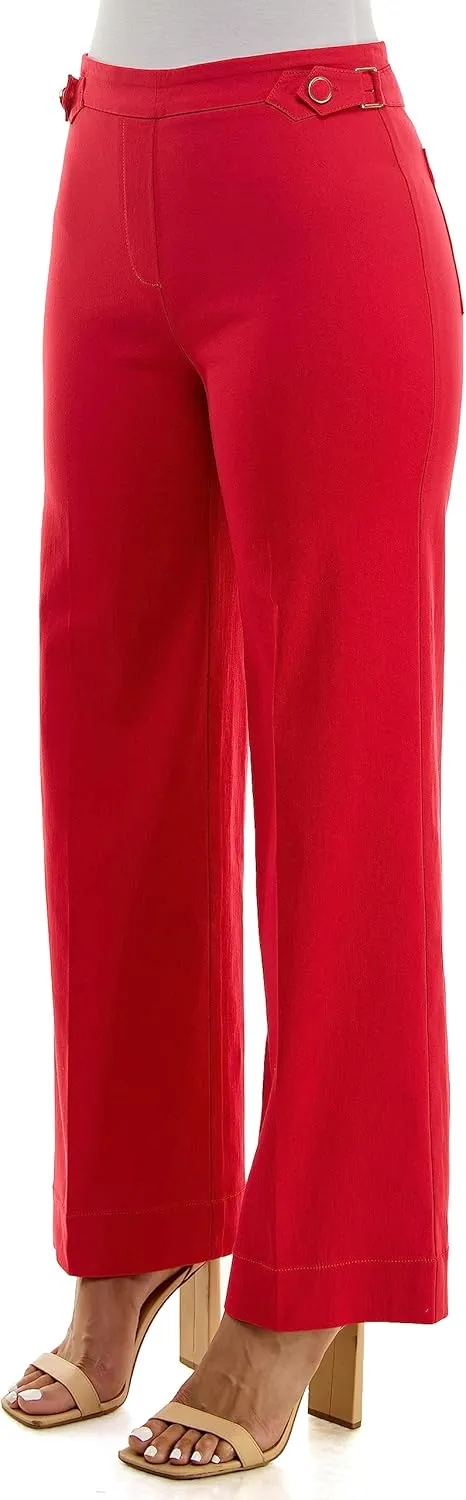 Zac & Rachel Women's Pull on Millennium Wide Leg Pant W/Hardware Waist Tabs